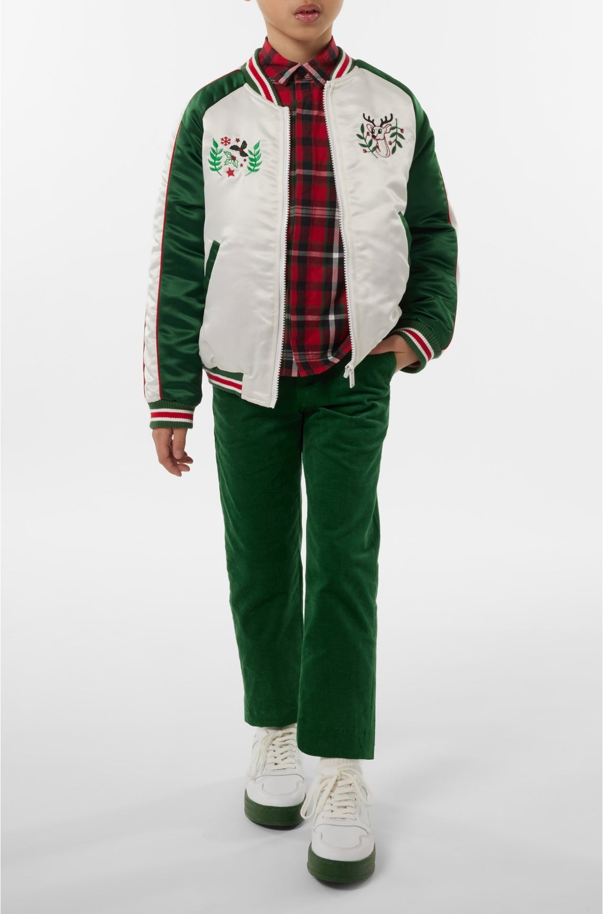 Blouson en satin 'Festive' - Ecru
