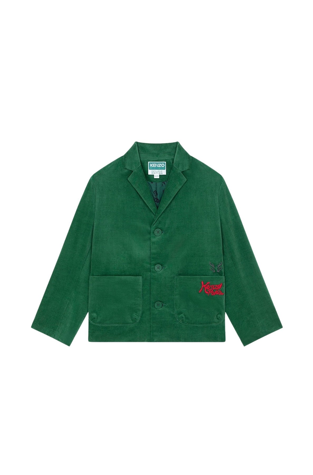 Festive' embroidered velvet jacket - Pine