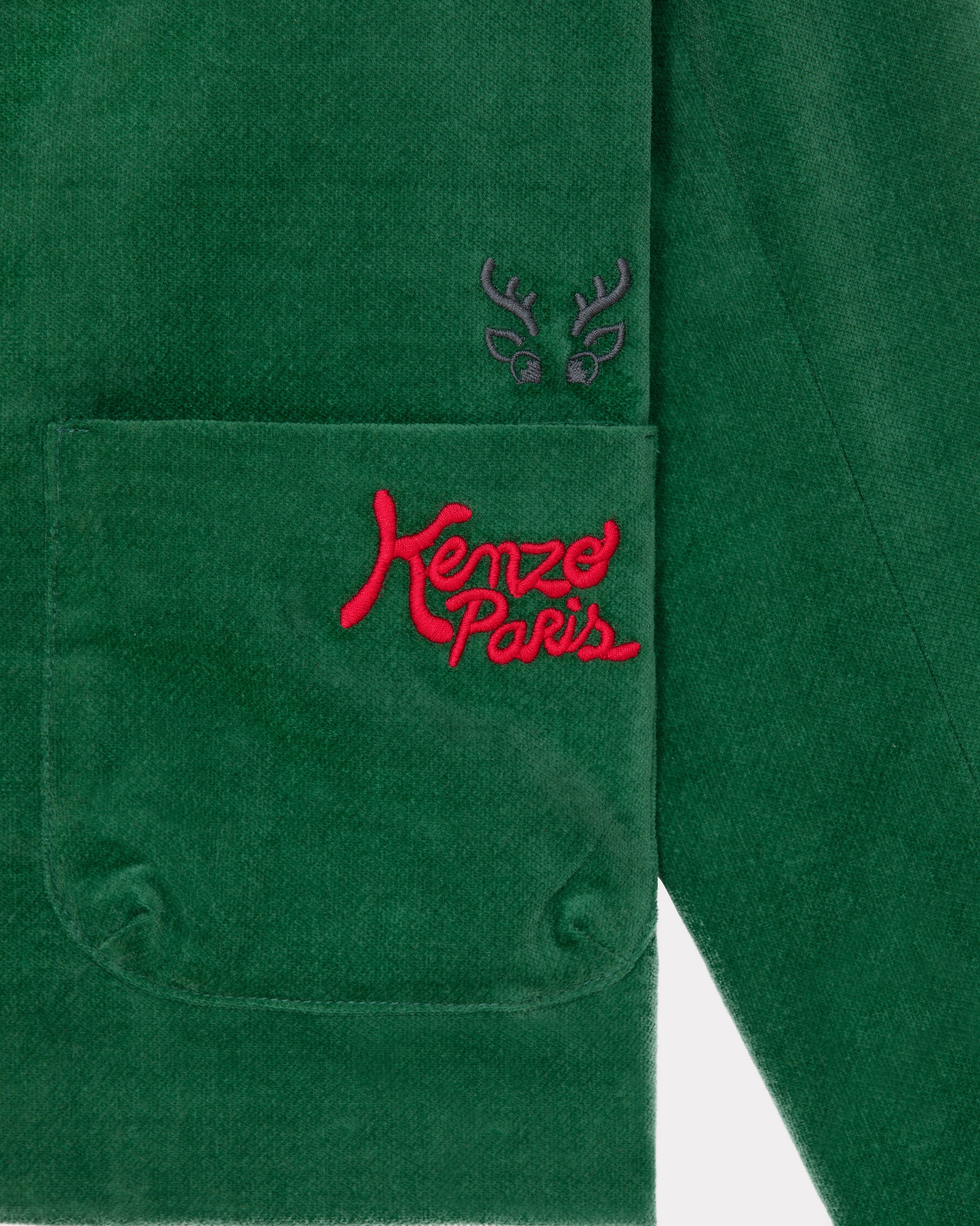 Festive' embroidered velvet jacket - Pine