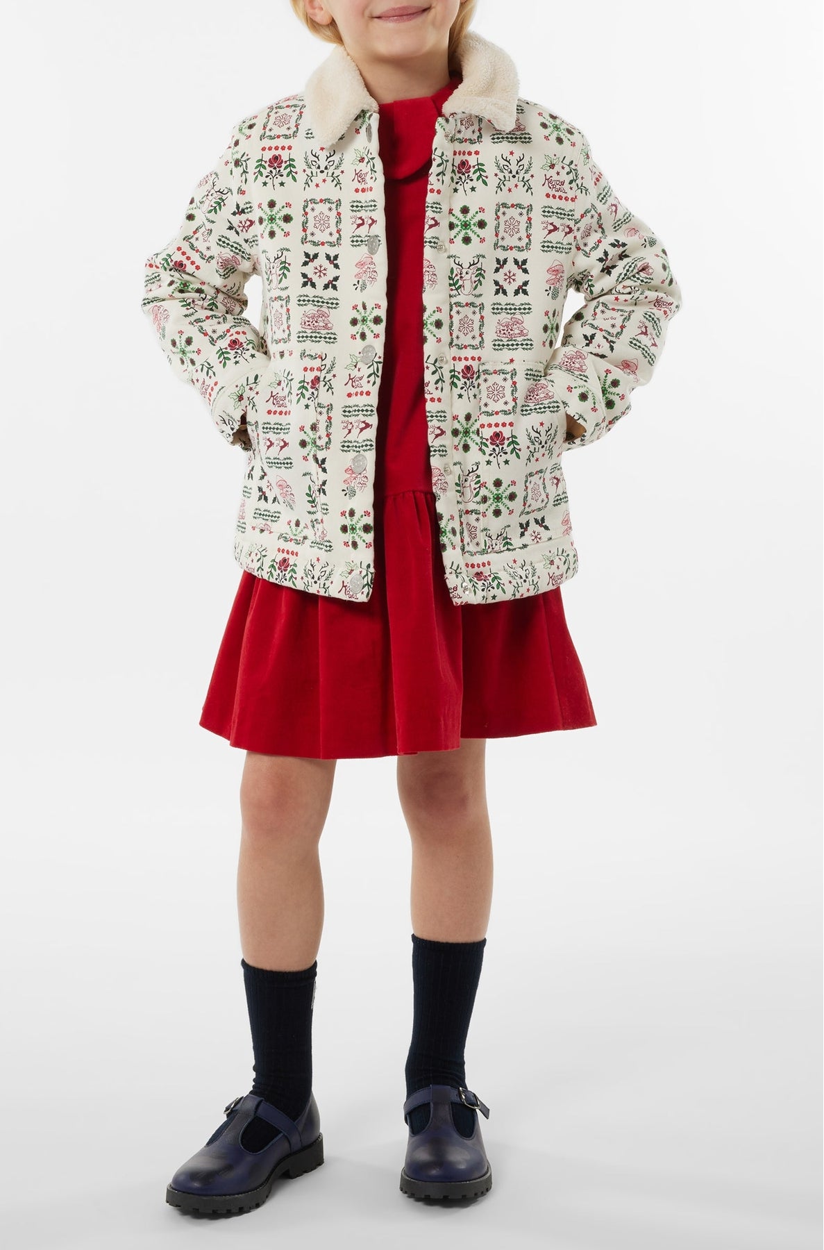 Veste imprimée col fantaisie "Festive" - Ecru