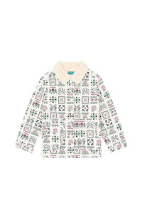 Festive printed jacket with fancy collar - Ecru