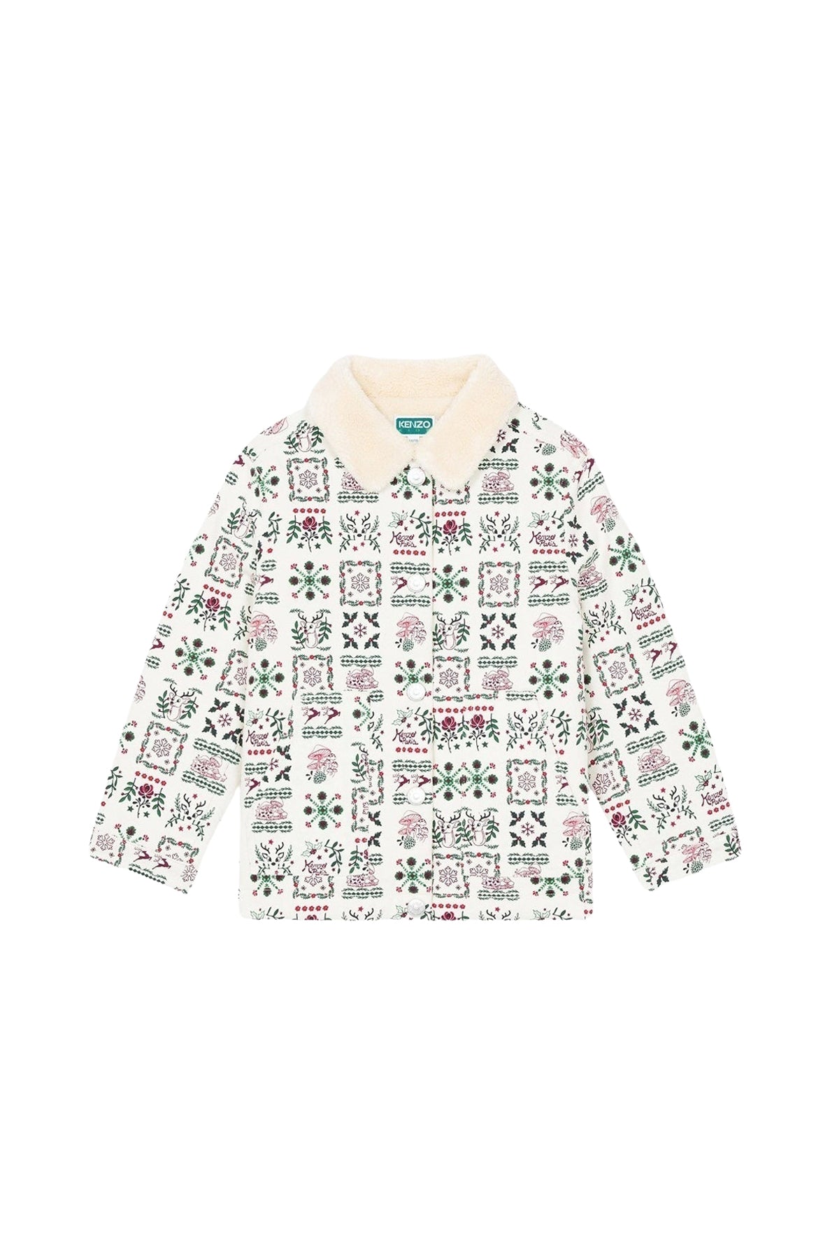 Festive printed jacket with fancy collar - Ecru