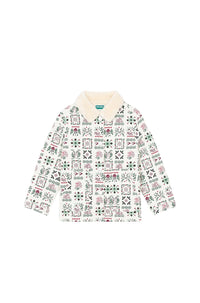 Veste imprimée col fantaisie "Festive" - Ecru