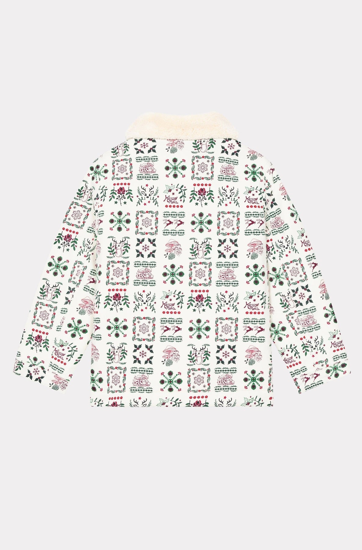 Festive printed jacket with fancy collar - Ecru