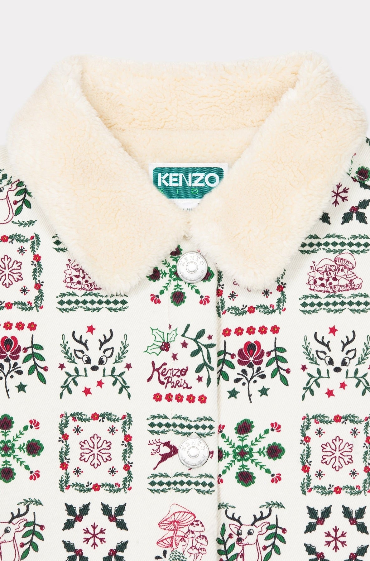 Festive printed jacket with fancy collar - Ecru