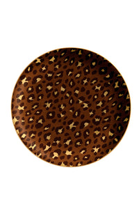 Assiette chargeur imprimé léopard en or et porcelaine - Brown & Gold