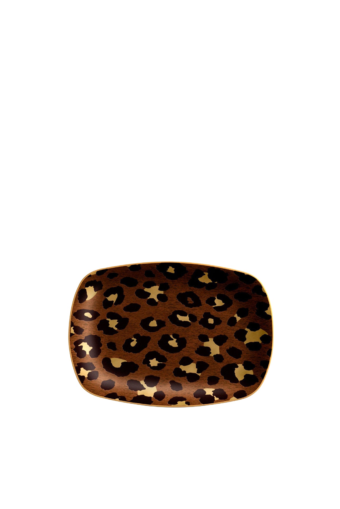 Small gold and porcelain leopard print tray - Brown & Gold