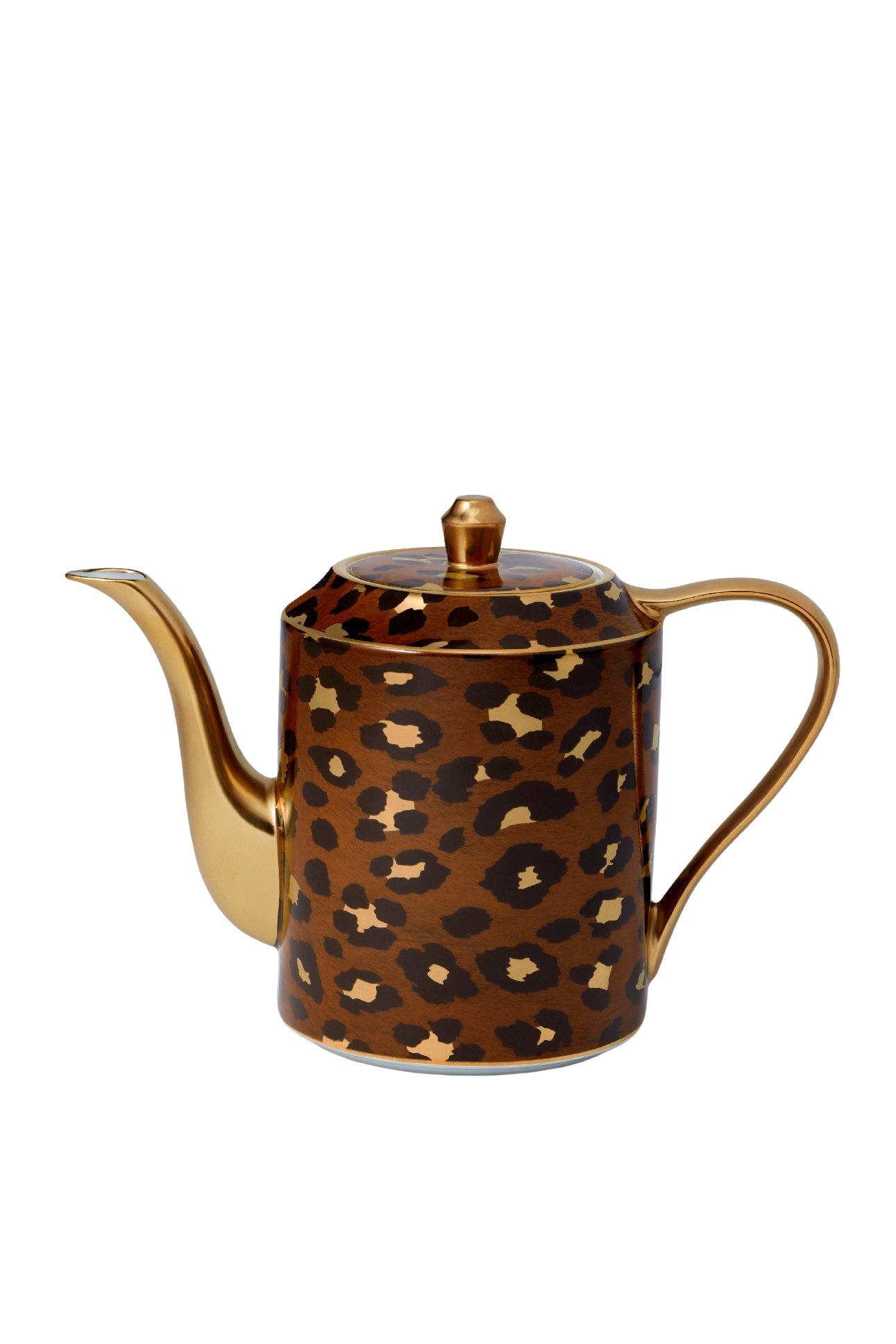 Cafetière & théière Léopard en porcelaine & or 24K - Marron & Or