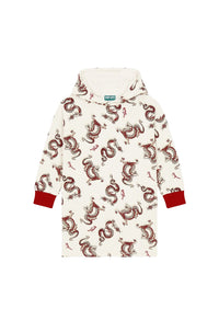 Year of the Dragon cotton hooded dress - Cream