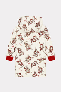 Year of the Dragon cotton hooded dress - Cream