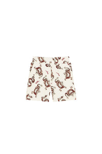 Year of the Dragon printed cotton shorts - Cream