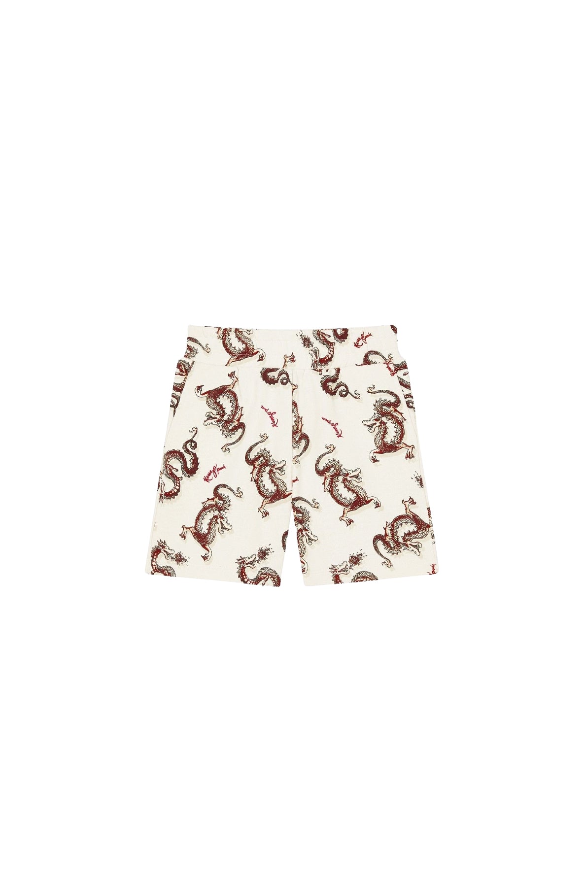 Year of the Dragon printed cotton shorts - Cream