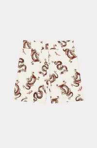 Year of the Dragon printed cotton shorts - Cream