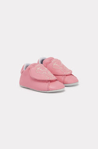 Chaussons en cuir avec scratch en cuir - Flamingo Pink