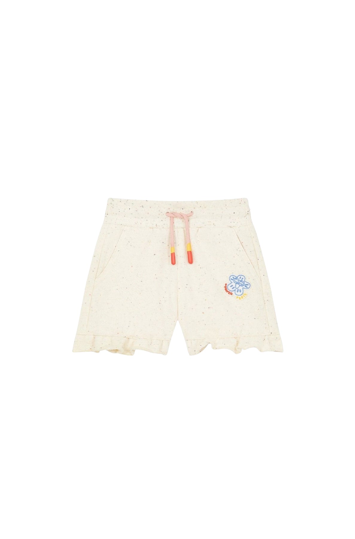Campus casual embroidered shorts - Cream