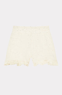 Campus casual embroidered shorts - Cream