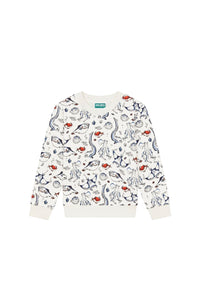 Sweatshirt imprimé molletonné Sailor - White