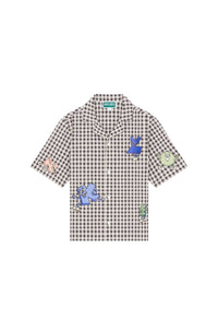 Chemise à carreaux et motifs Flower - Cream