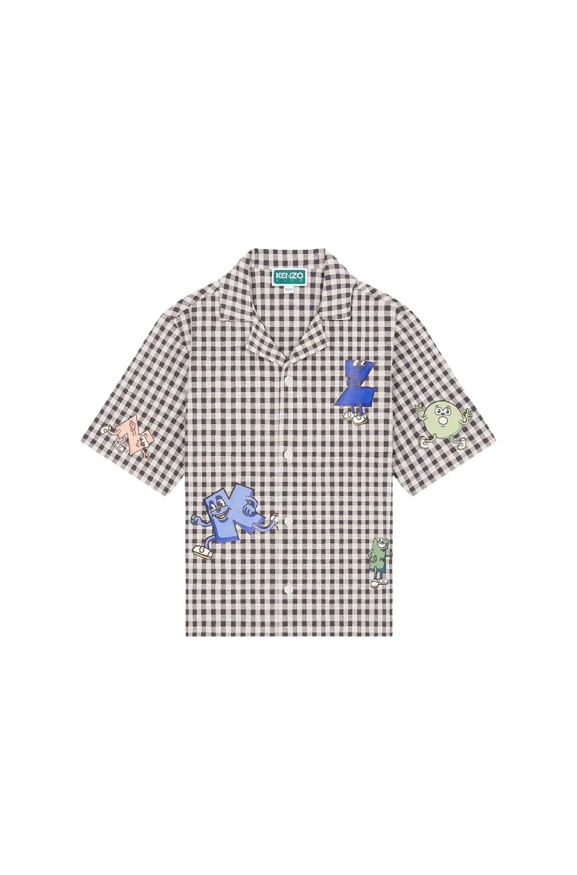 Chemise à carreaux et motifs Flower - Cream
