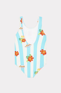 1-piece striped swimming costume - Turquoise