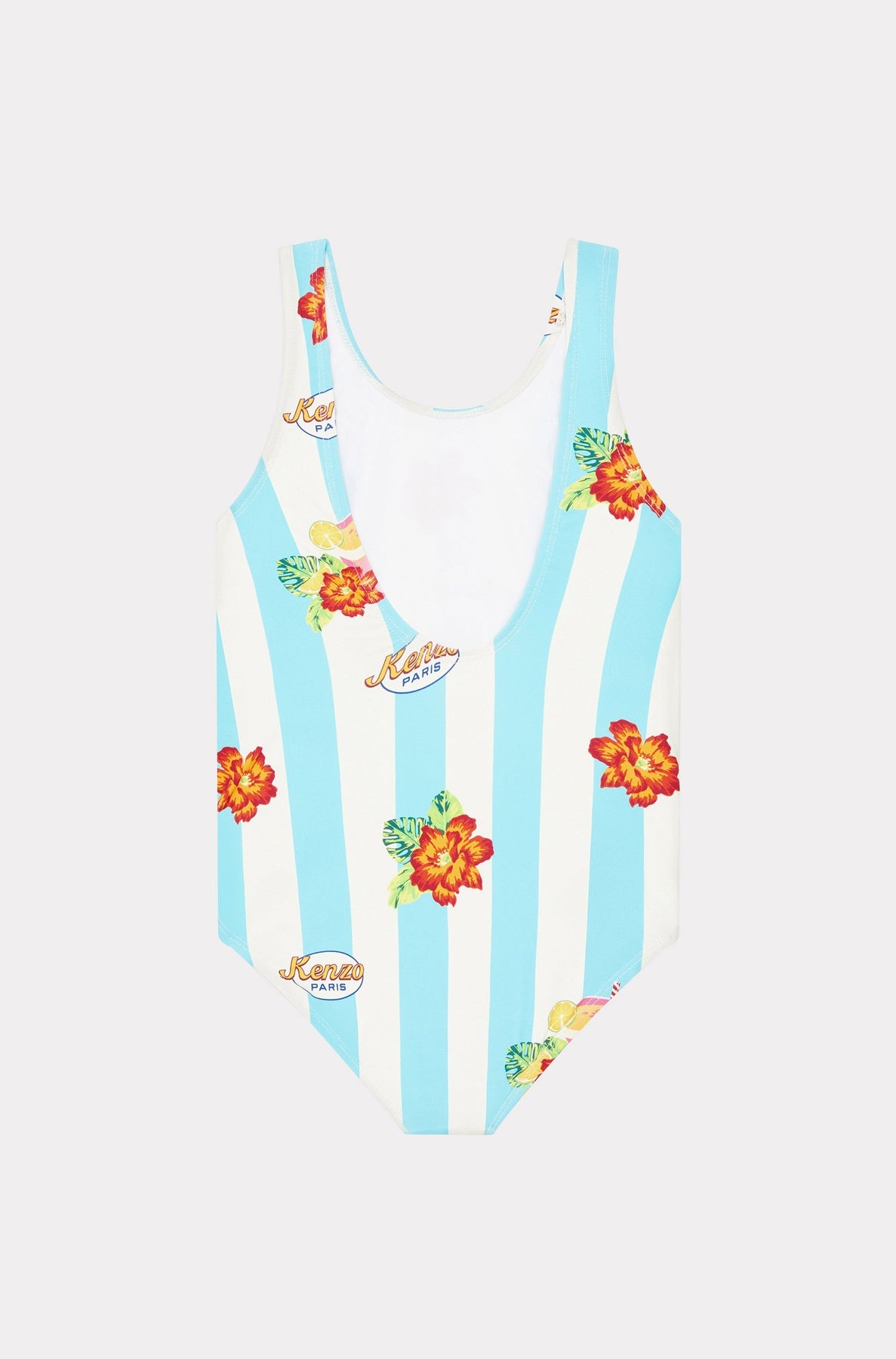 1-piece striped swimming costume - Turquoise