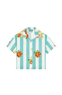 Chemise imprimée en coton - Turquoise