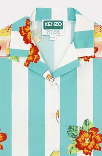 Chemise imprimée en coton - Turquoise