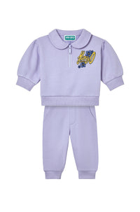 Blue Jungle embroidered 2-piece set - Wisteria