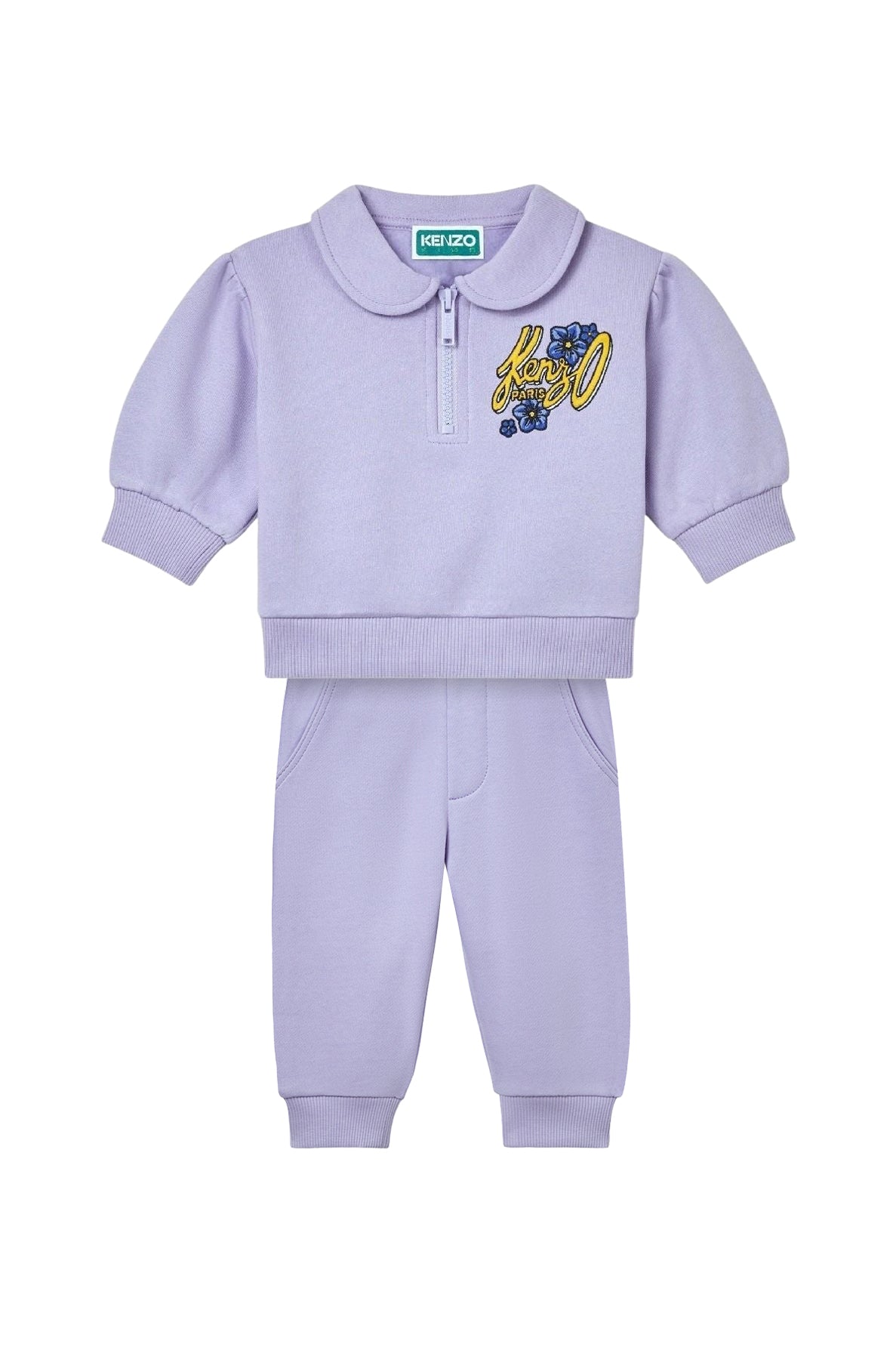 Blue Jungle embroidered 2-piece set - Wisteria