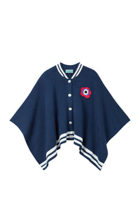 Embroidered cape - Blue Black