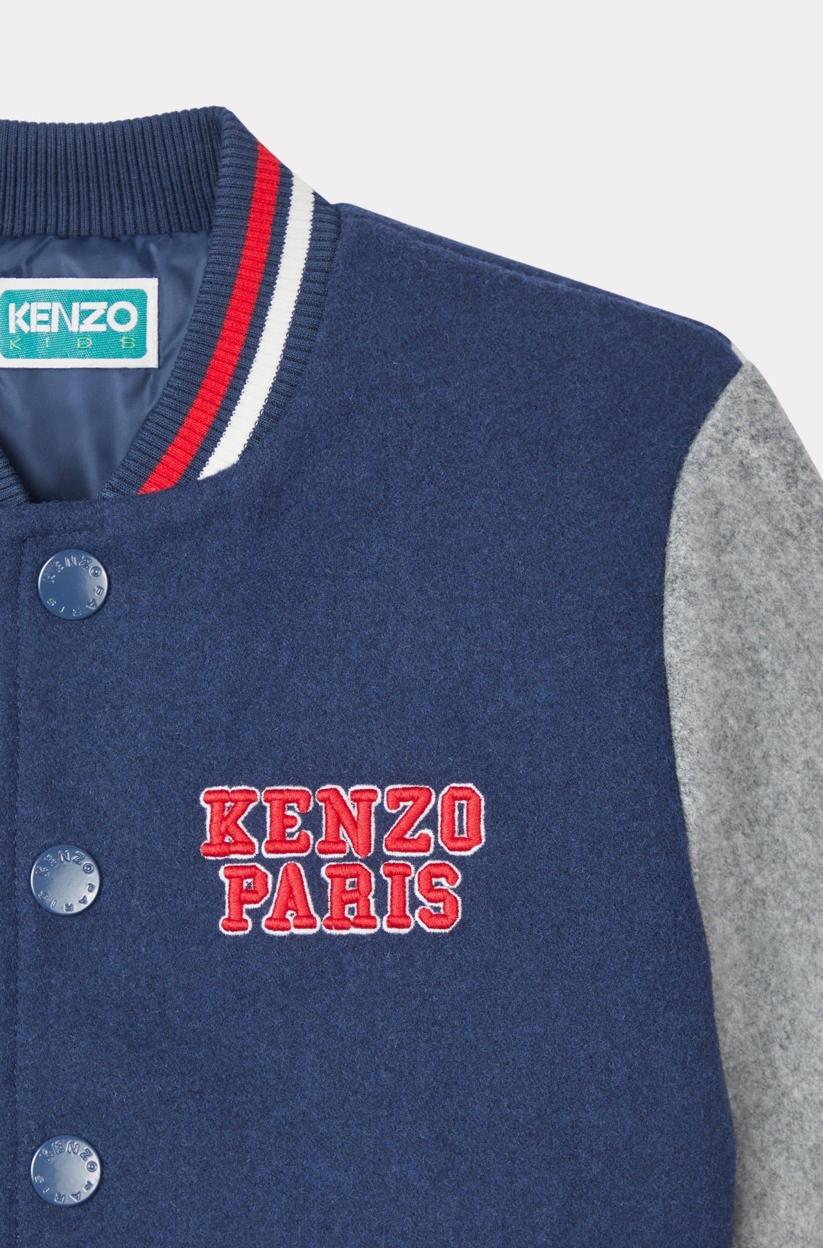 Embroidered wool jacket - Blue Black