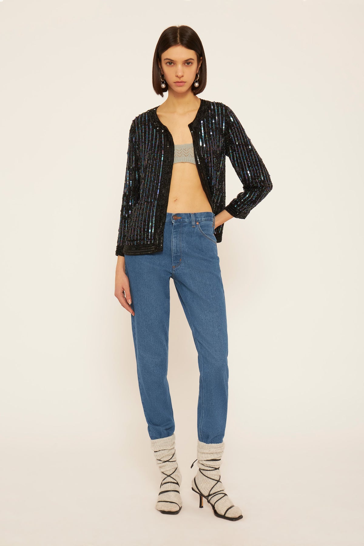 Veste brodée de sequins Leandra - Black