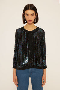 Veste brodée de sequins Leandra - Black