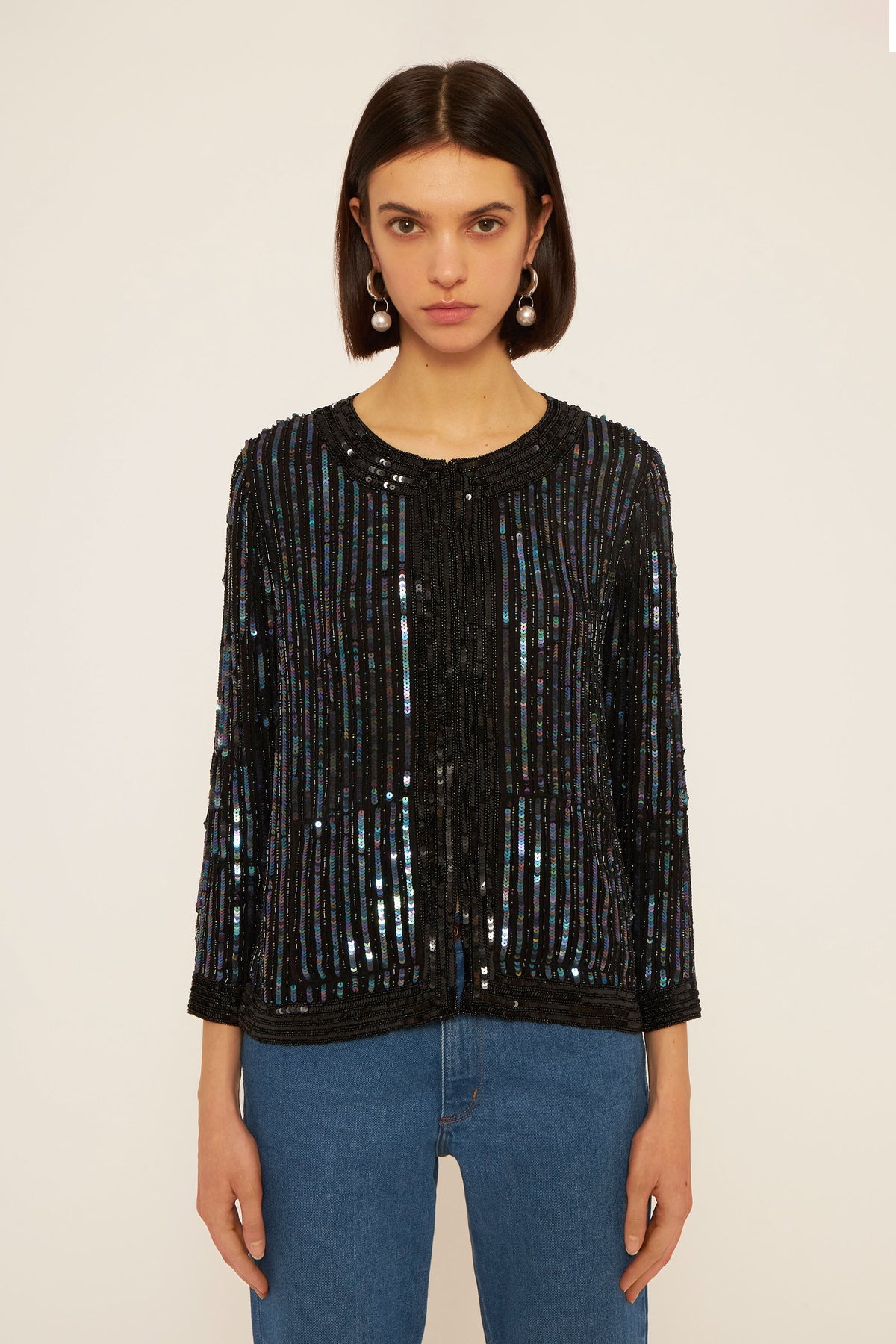 Veste brodée de sequins Leandra - Black