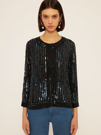 Veste brodée de sequins Leandra - Black