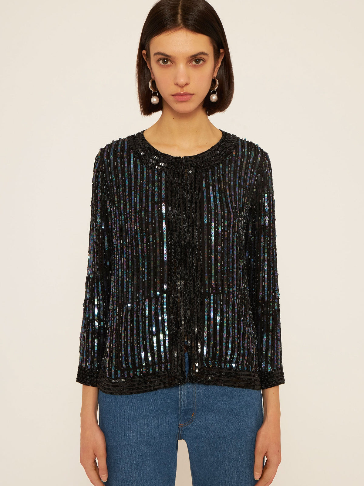 Veste brodée de sequins Leandra - Black