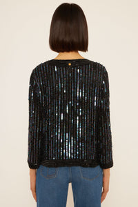 Veste brodée de sequins Leandra - Black