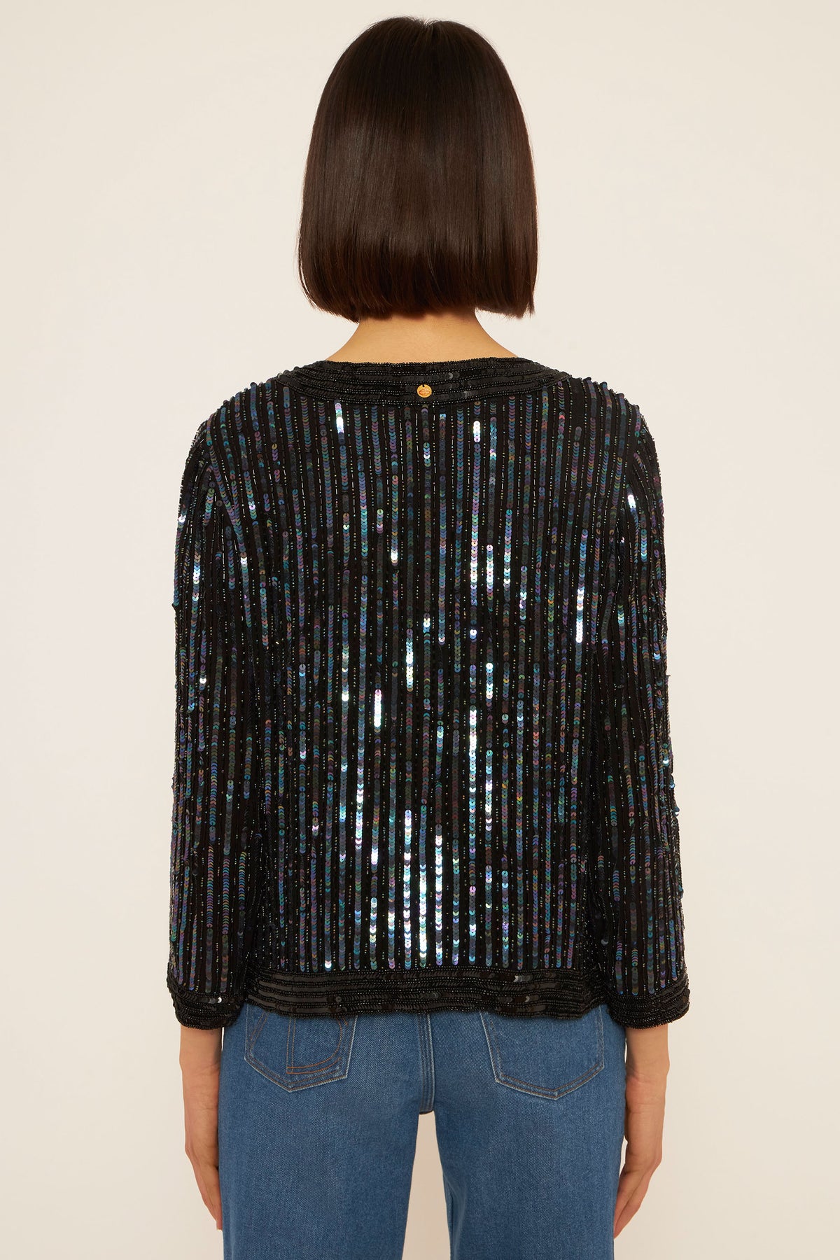Veste brodée de sequins Leandra - Black