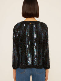 Veste brodée de sequins Leandra - Black