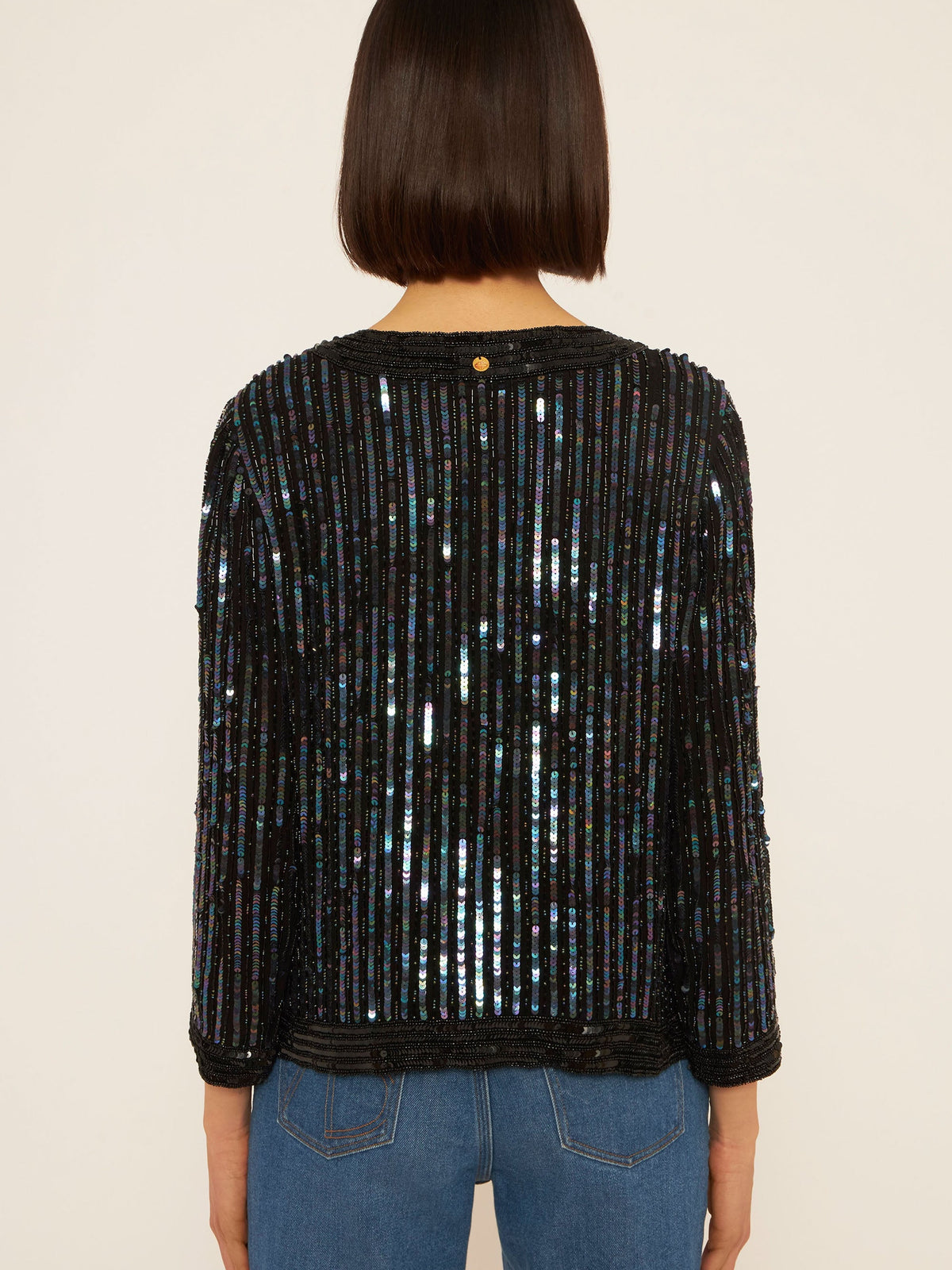 Veste brodée de sequins Leandra - Black