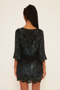 Robe courte brodée de sequins Leandra - Black