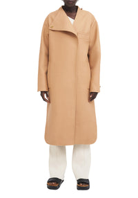 Manteau Leman asymétrique en laine - Camel