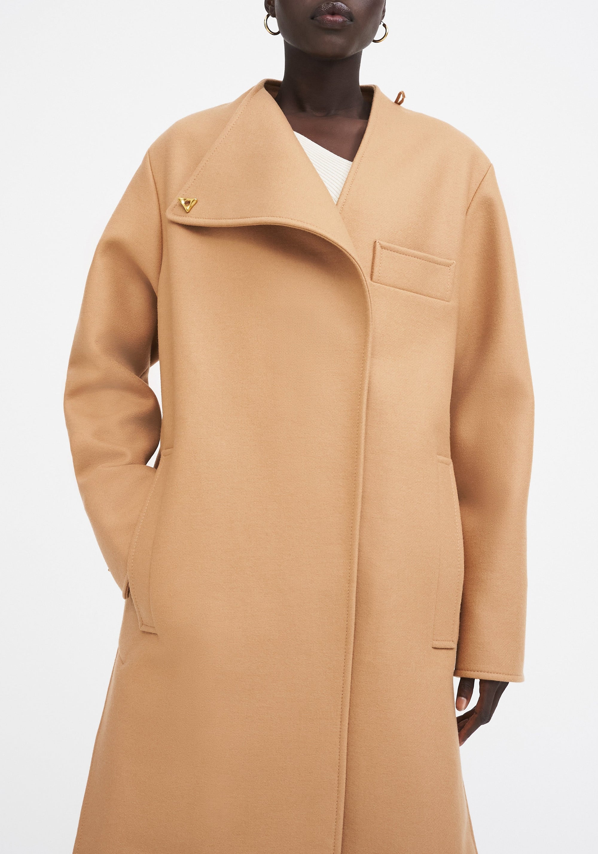 Manteau Leman asymétrique en laine - Camel
