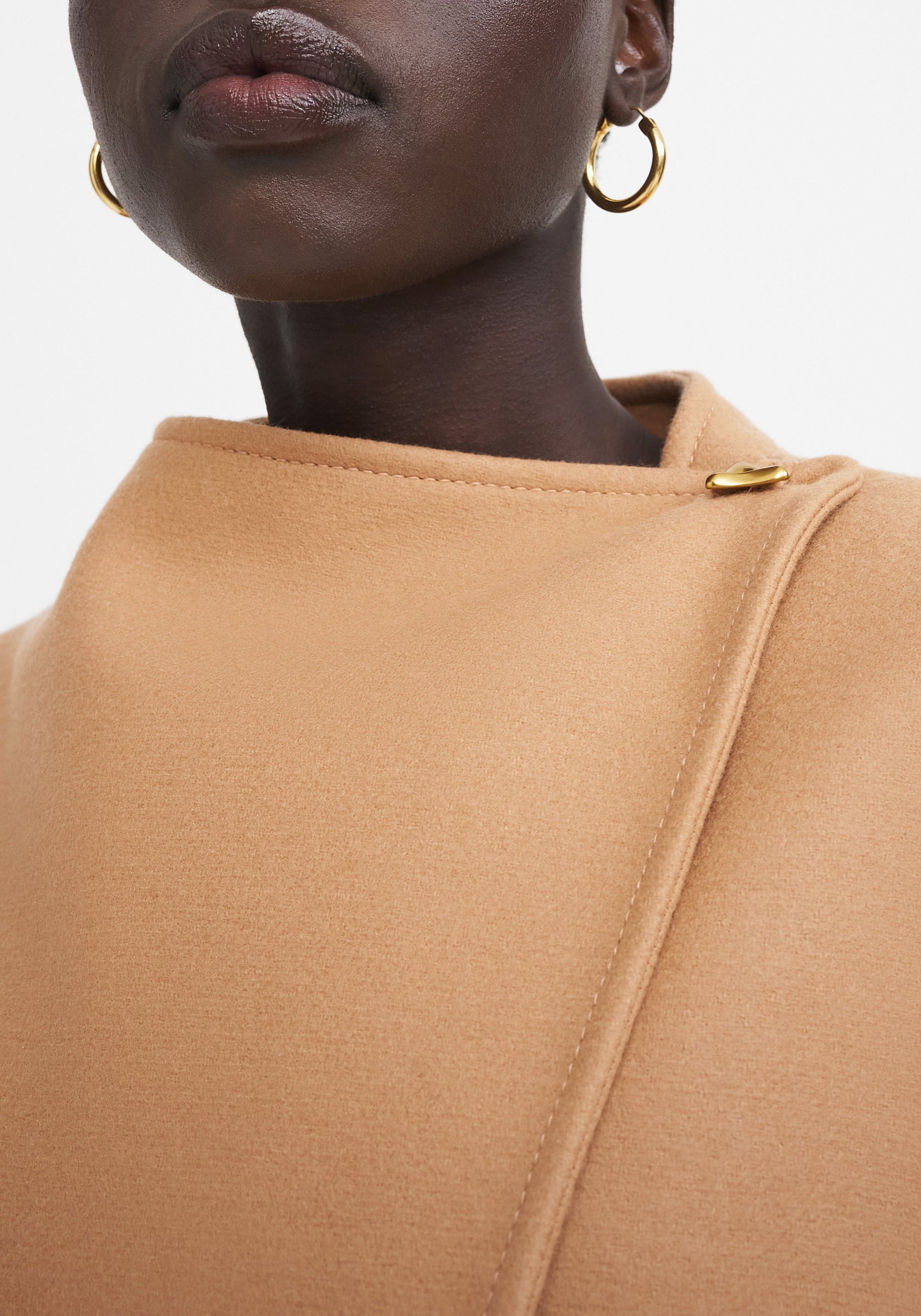 Manteau Leman asymétrique en laine - Camel