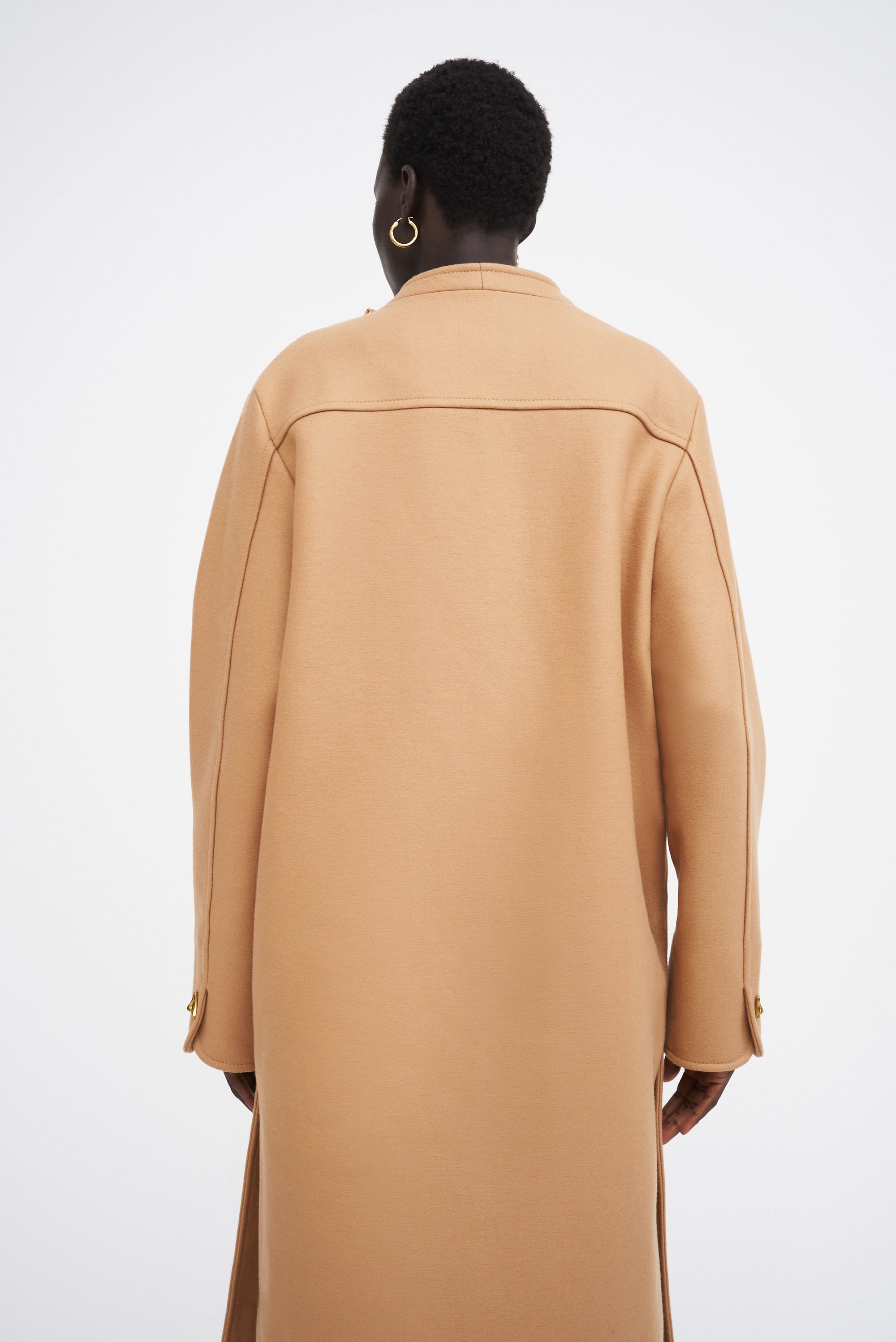 Manteau Leman asymétrique en laine - Camel