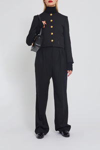 Pantalon Lena coupe droite en laine - Black