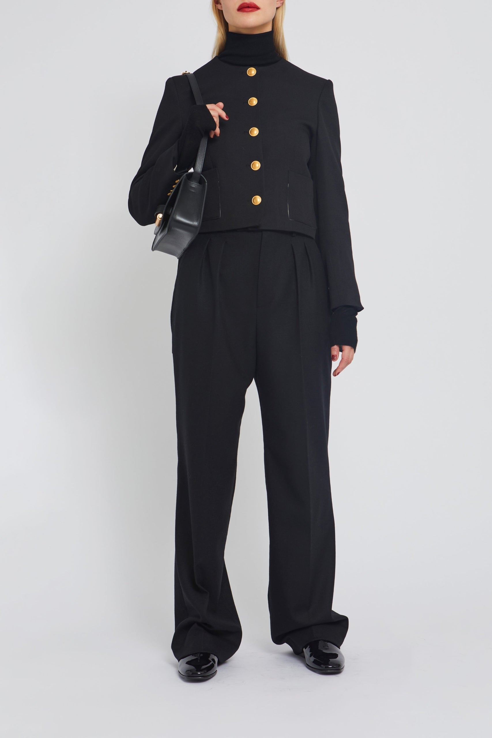 Pantalon Lena coupe droite en laine - Black