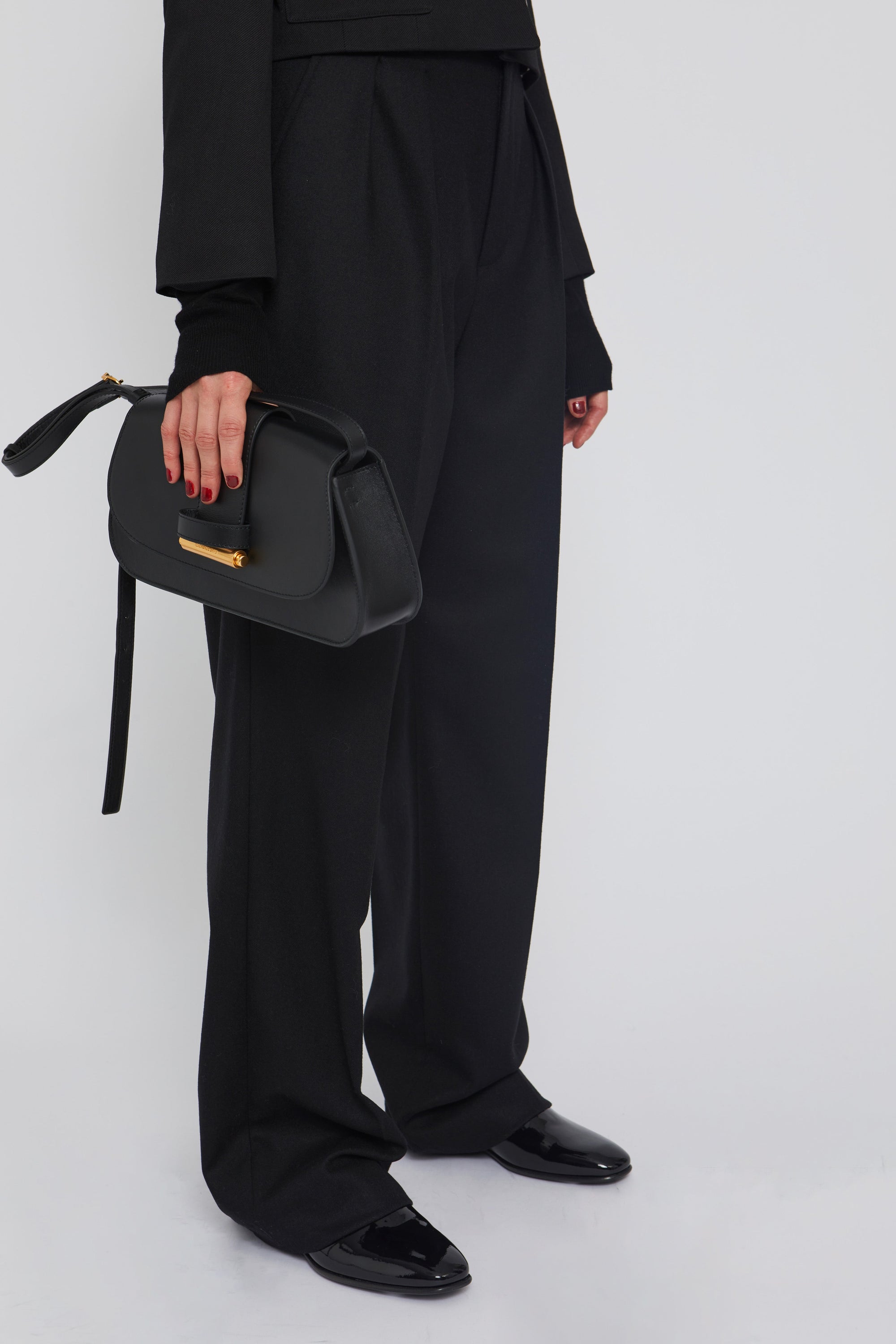 Pantalon Lena coupe droite en laine - Black