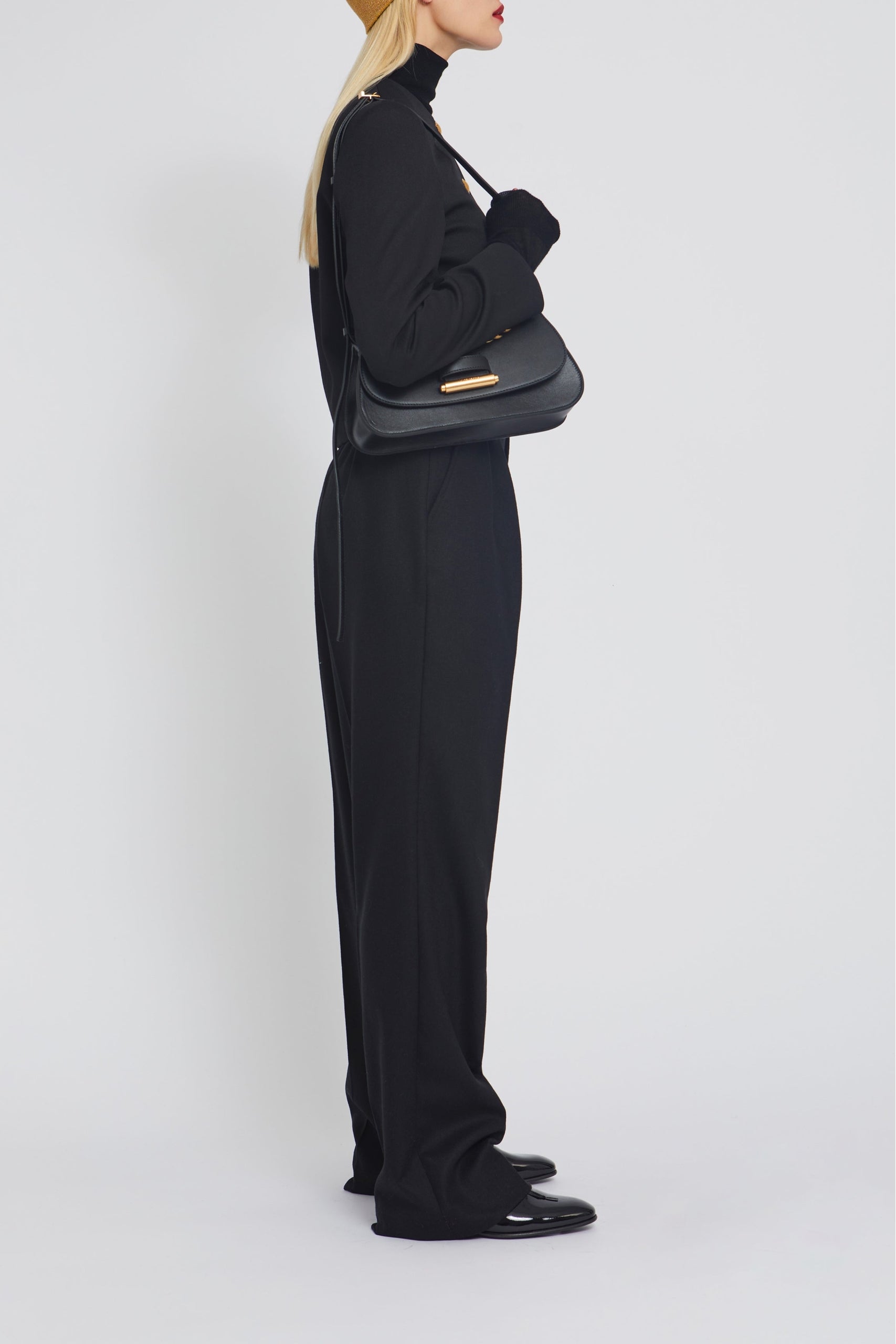 Pantalon Lena coupe droite en laine - Black