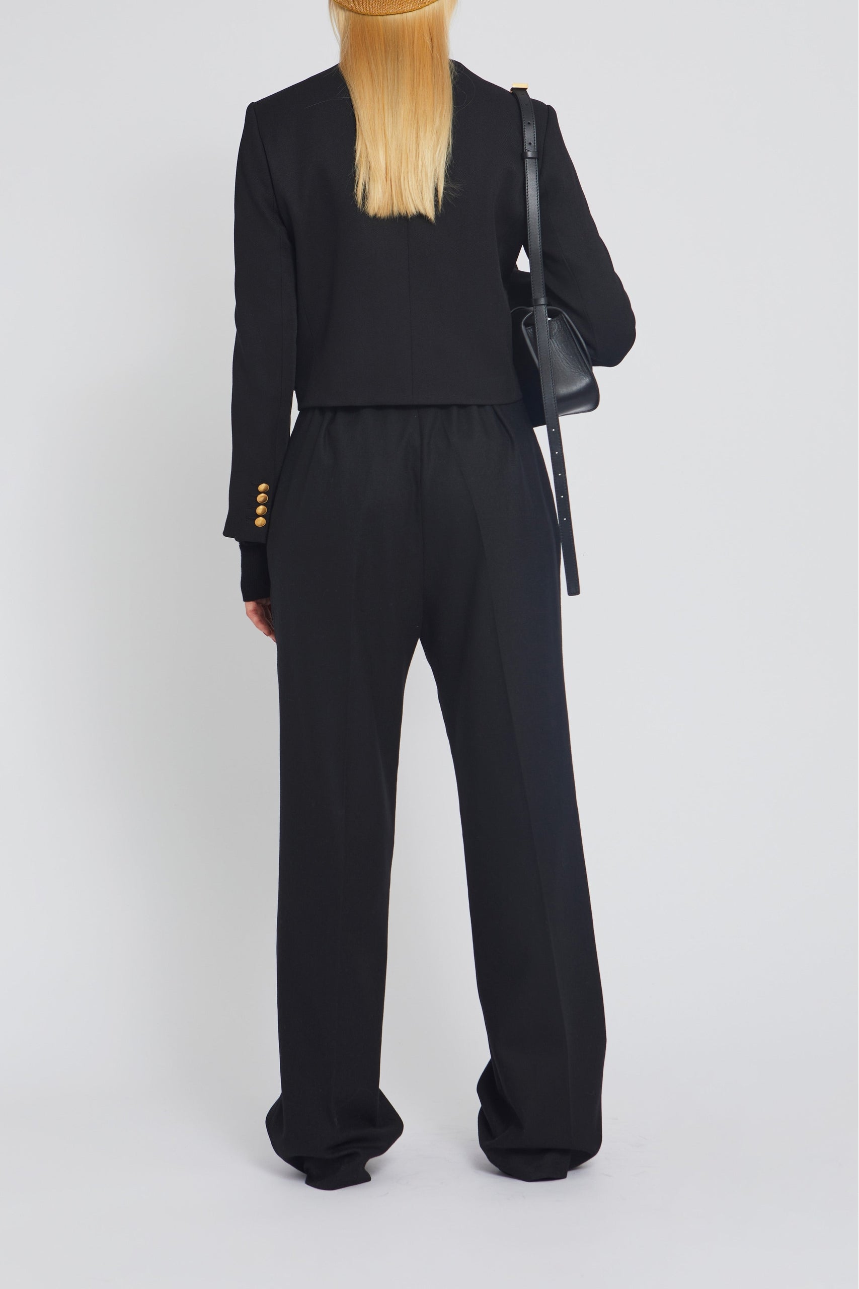Pantalon Lena coupe droite en laine - Black